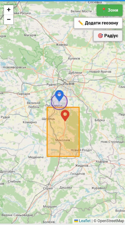 Gamma Tracker - Геозони на карті